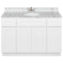 White Bathroom Vanity 48", Cara White Marble Top, Faucet LB5B CW494-48AW-5B