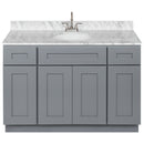 Cherry Bathroom Vanity 48", Cara White Marble Top, Faucet LB6B CW494-48CG-6B