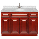 Cherry Bathroom Vanity 48", Cara White Marble Top, Faucet LB6B CW494-48CH-6B