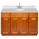 Brown Bathroom Vanity 48", Cara White Marble Top, Faucet LB6B CW494-48NP-6B