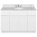 White Bathroom Vanity 48", Cara White Marble Top, Faucet LB4B CW498-48AW-4B