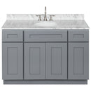 Cherry Bathroom Vanity 48", Cara White Marble Top, Faucet LB7B CW498-48CG-7B