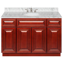 Cherry Bathroom Vanity 48", Cara White Marble Top, Faucet LB4B CW498-48CH-4B