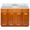 Brown Bathroom Vanity 48", Cara White Marble Top, Faucet LB4B CW498-48NP-4B