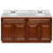 Brown Double Bathroom Vanity 60", Cara White Marble Top, Faucet LB3B CW614-60GN-3B