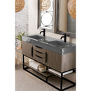 James Martin Columbia 59" Double Vanity Ash Gray Matte Black with Dusk Gray Glossy Composite Top 388-V59D-AGR-MB-DGG