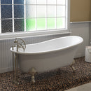 Cambridge Plumbing Cast Iron Slipper Clawfoot Tub 67"x30"Complete PC Package