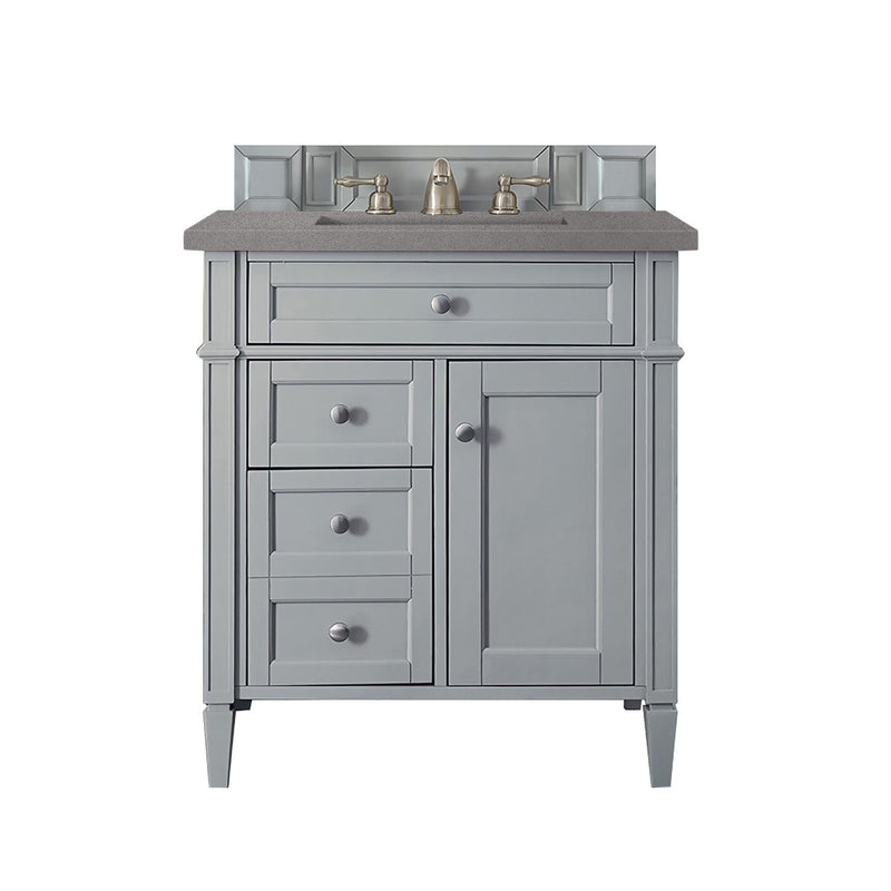 James Martin Brittany 30" Single Vanity Urban Gray with 3 cm Grey Expo Quartz Top 650-V30-UGR-3GEX