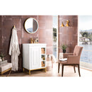 James Martin Alicante' 24" Single Vanity Cabinet Glossy White Radiant Gold with White Glossy Resin Countertop E110-V24-GW-RGD-WG