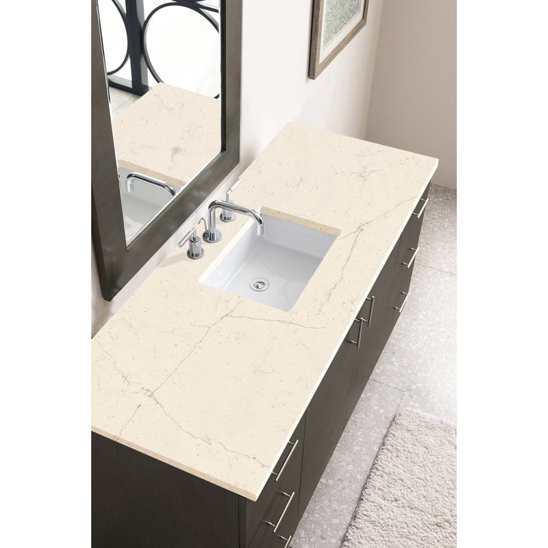 James Martin Metropolitan 60" Single Vanity Silver Oak with 3 cm Eternal Marfil Quartz Top 850-V60S-SOK-3EMR