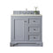 James Martin De Soto 36" Single Vanity Silver Gray with 3 cm Classic White Quartz Top 825-V36-SL-3CLW