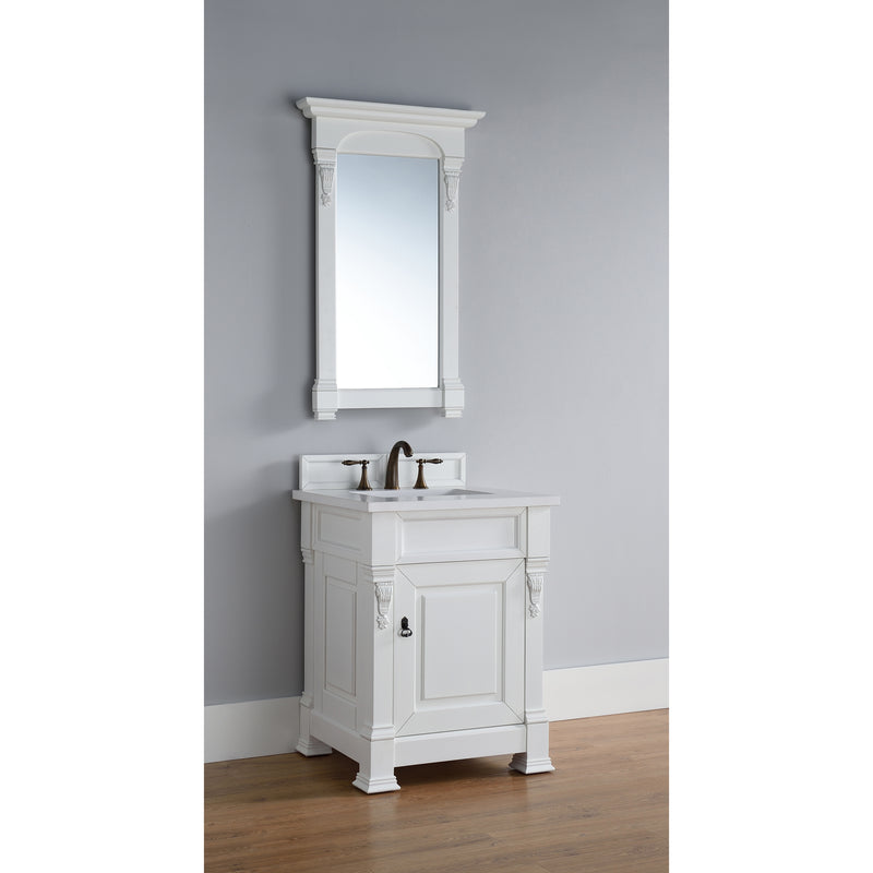 James Martin Brookfield 26" Bright White Single Vanity with 3 cm Classic White Quartz Top 147-V26-BW-3CLW