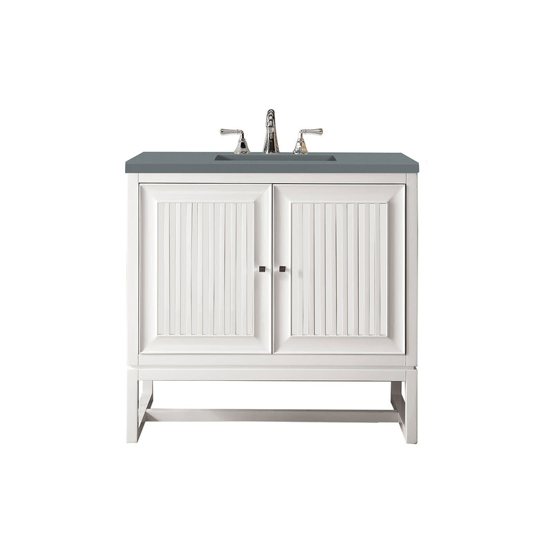 James Martin Athens 36" Single Vanity Cabinet Glossy White with 3 cm Cala Blue Top E645-V36-GW-3CBL