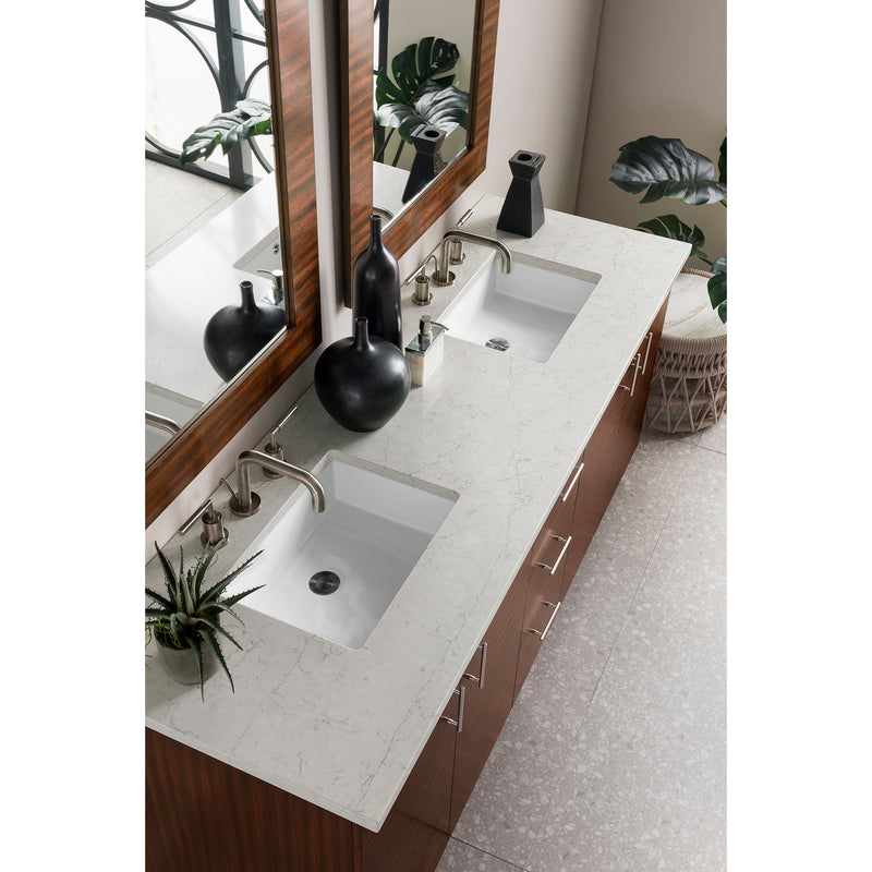 James Martin Metropolitan 72" Double Vanity American Walnut with 3 cm Eternal Jasmine Pearl Quartz Top 850-V72-AWT-3EJP