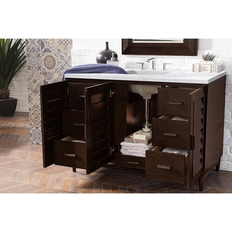 James Martin Portland 48" Single Vanity Burnished Mahogany with 3 cm Arctic Fall Solid Surface Top 620-V48-BNM-3AF