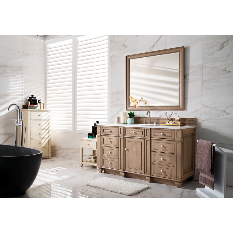 James Martin Bristol 60" Single Vanity Whitewashed Walnut with 3 cm Arctic Fall Solid Surface Top 157-V60S-WW-3AF