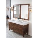 James Martin Linear 59" Double Vanity Mid Century Walnut with Glossy White Composite Top 210-V59D-WLT-GW