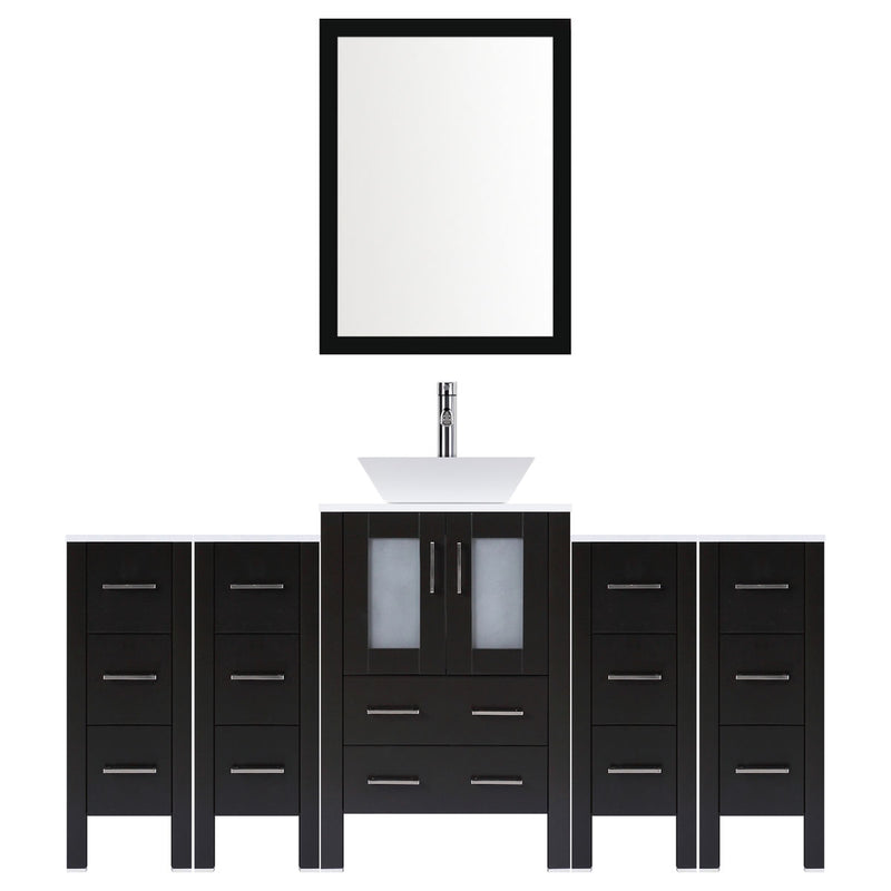 LessCare 72" Modern Bathroom Vanity Set with Mirror and Sink LV2-C7-72-B (Espresso)