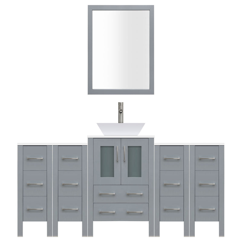 LessCare 78" Modern Bathroom Vanity Set with Mirror and Sink LV2-C8-78-G (Gray)