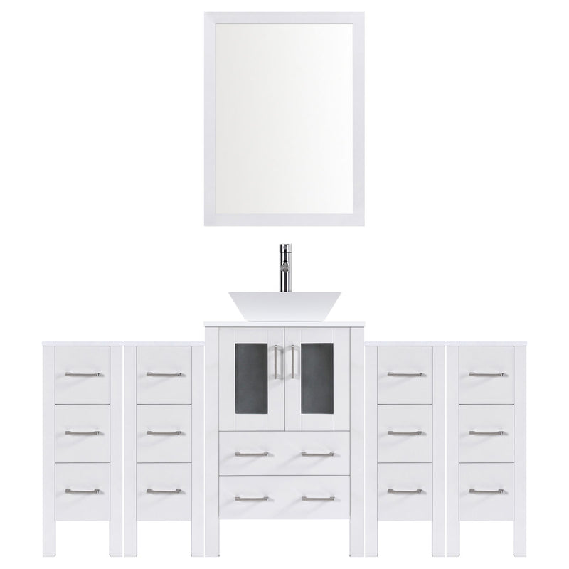 LessCare 78" Modern Bathroom Vanity Set with Mirror and Sink LV2-C8-78-W (White)