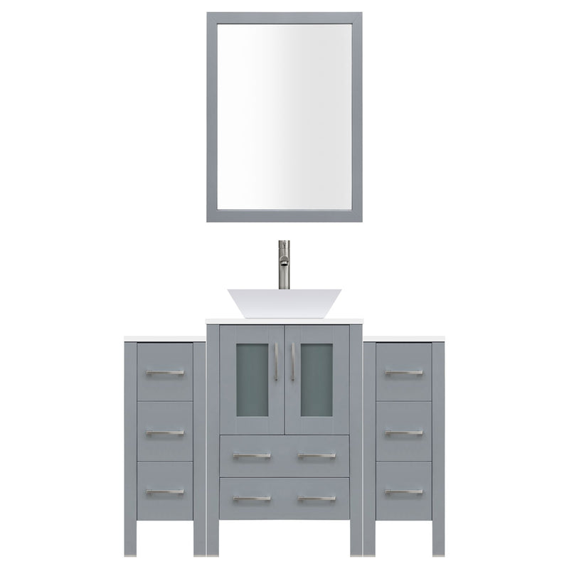 LessCare 48" Modern Bathroom Vanity Set with Mirror and Sink LV2-C4-48-G (Gray)