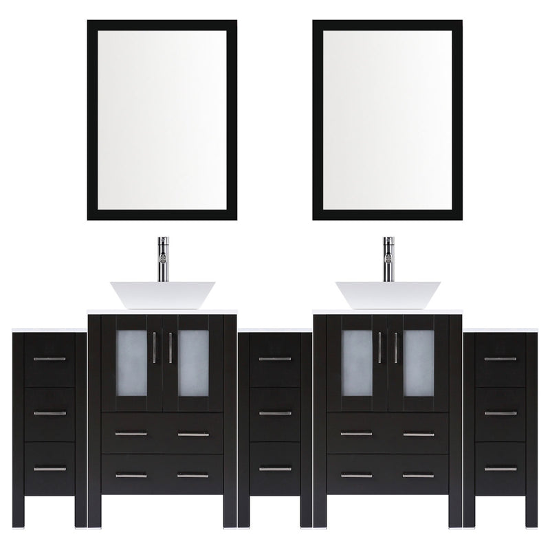 LessCare 84" Modern Bathroom Vanity Set with Mirror and Sink LV2-C19-84-B (Espresso)