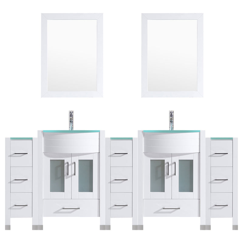 LessCare 84 White Vanity Set - Two 24 Sink Bases, Three 12 Drawer Bases (LV3-C19-84-W)
