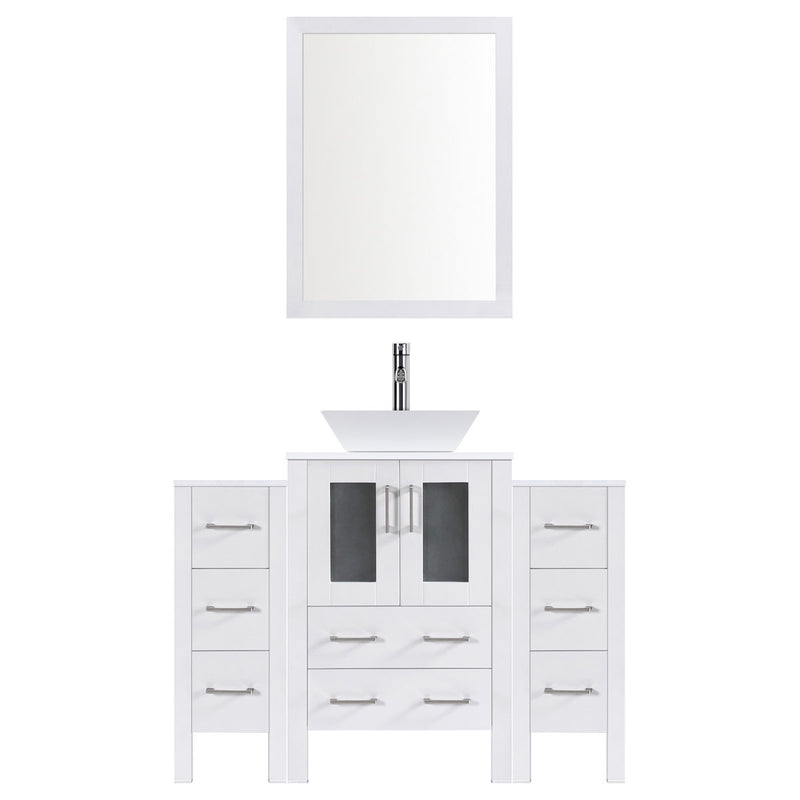 LessCare 54" Modern Bathroom Vanity Set with Mirror and Sink LV2-C5-54-W (White)