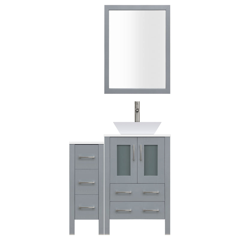 LessCare 42" Modern Bathroom Vanity Set with Mirror and Sink LV2-C2-42-G (Gray)