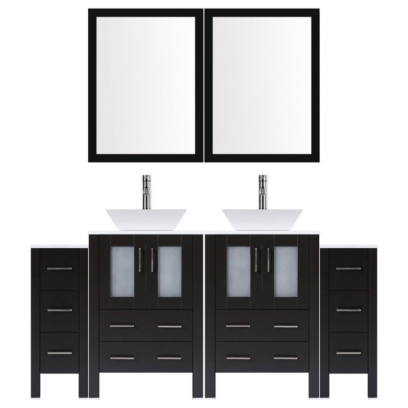 LessCare 84" Modern Bathroom Vanity Set with Mirror and Sink LV2-C17-84-B (Espresso)