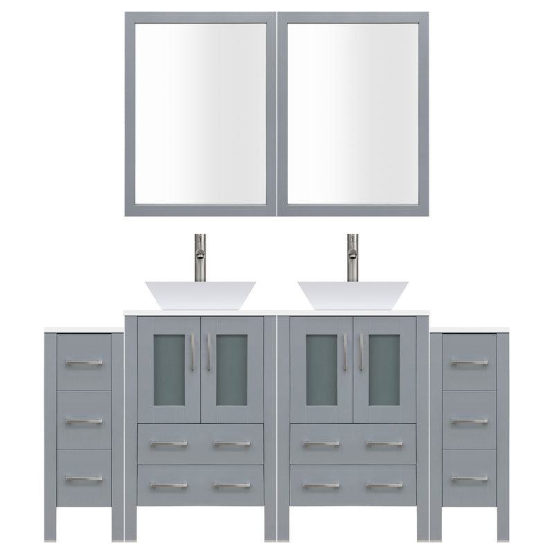 LessCare 96" Modern Bathroom Vanity Set with Mirror and Sink LV2-C18-96-G (Gray)