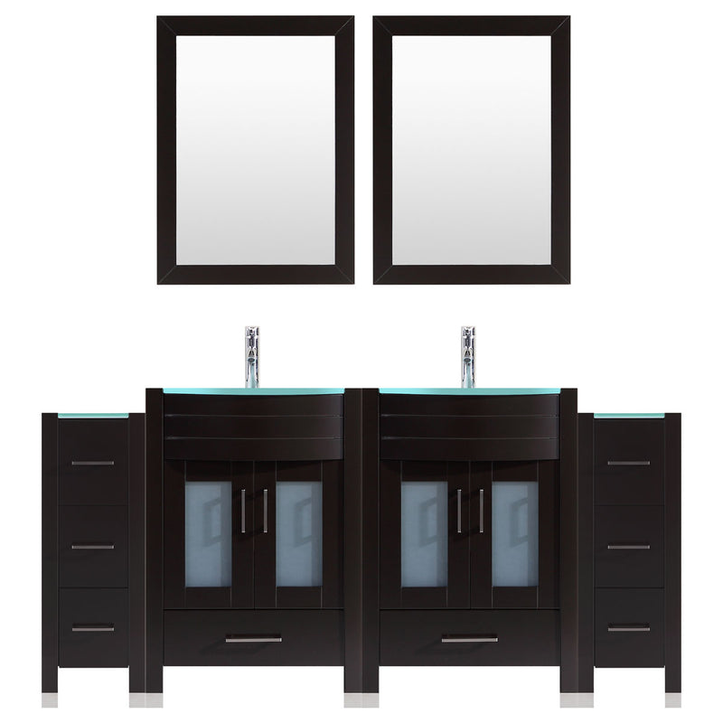 LessCare 96 Black Vanity Set - Two 36 Sink Bases, Two 12 Drawer Bases (LV3-C18-96-B)