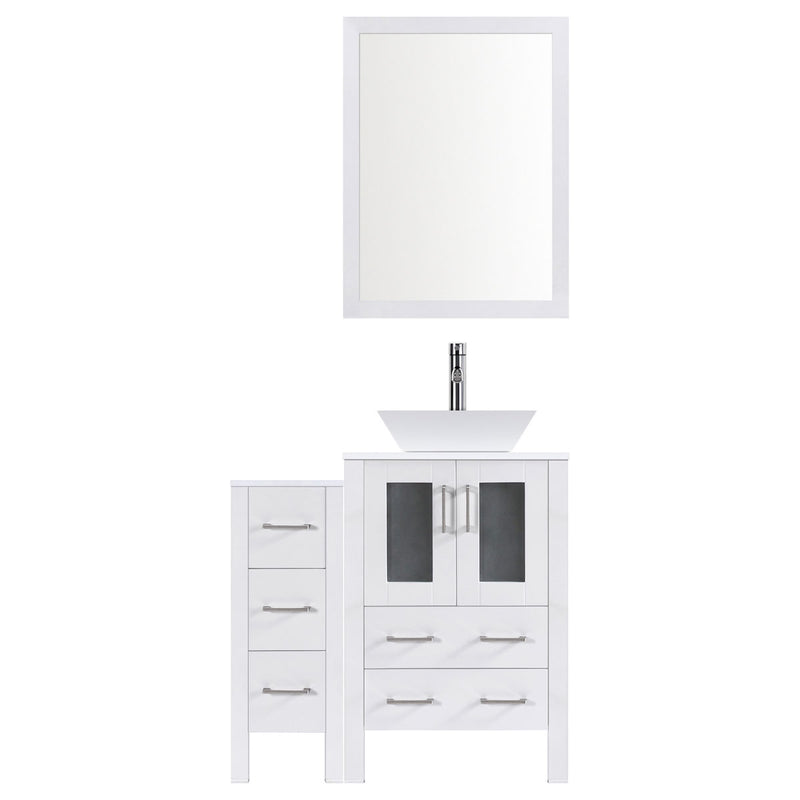 LessCare 48" Modern Bathroom Vanity Set with Mirror and Sink LV2-C3-48-W (White)