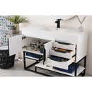 James Martin Columbia 48" Single Vanity Glossy White Matte Black with Glossy White Composite Top 388-V48-GW-MB-GW