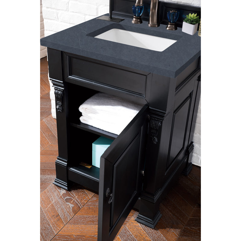 James Martin Brookfield 26" Antique Black Single Vanity with 3 cm Charcoal Soapstone Quartz Top 147-114-V26-AQB-3CSP