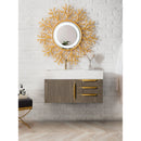 James Martin Mercer Island 36" Single Vanity Ash Gray Radiant Gold with Glossy White Composite Top 389-V36-AGR-G-GW