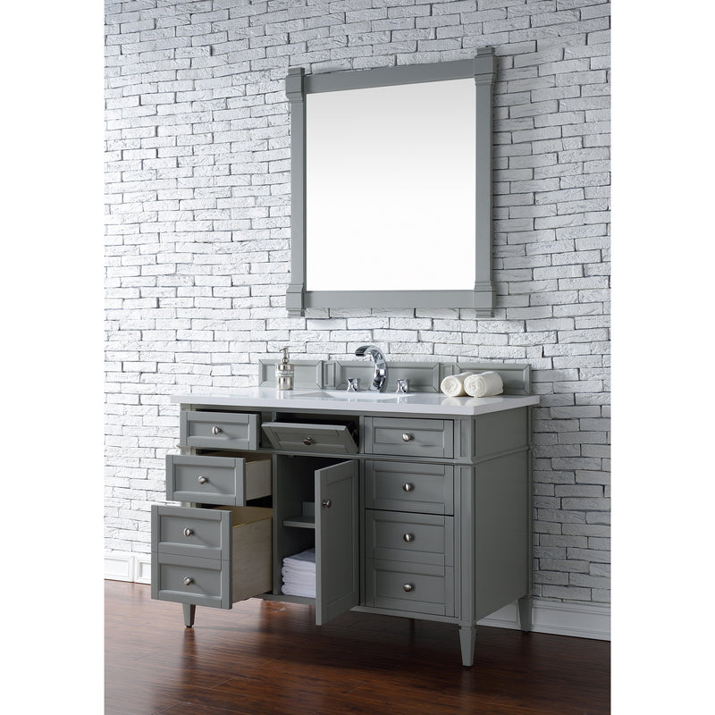 James Martin Brittany 48" Urban Gray Single Vanity with 3 cm Classic White Quartz Top 650-V48-UGR-3CLW