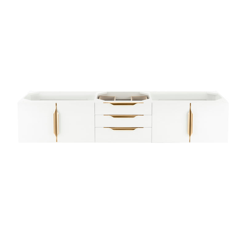 James Martin Mercer Island 72" Double Vanity Glossy White Radiant Gold 389-V72D-GW-G