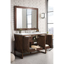 James Martin Athens 48" Single Vanity Cabinet Mid Century Acacia with 3 cm Classic White Quartz Top E645-V48-MCA-3CLW