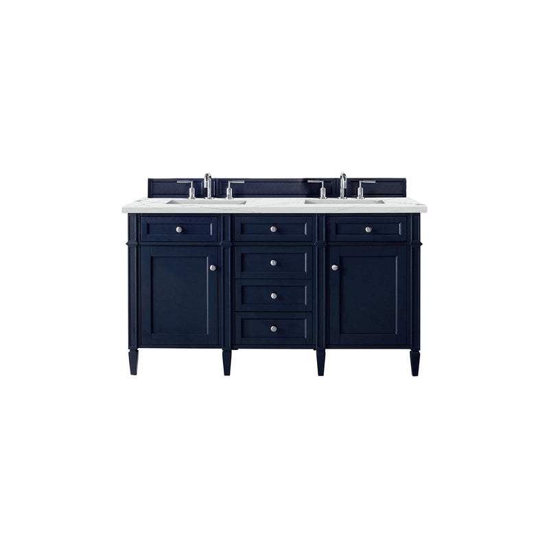 James Martin Brittany 60" Victory Blue Double Vanity with 3 cm Ethereal Noctis Quartz Top 650-V60D-VBL-3ENC