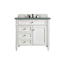 James Martin Brittany 36" Bright White Single Vanity with 3 cm Cala Blue Quartz Top 650-V36-BW-3CBL