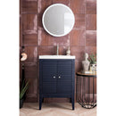 James Martin Linden 24" Single Vanity Cabinet Navy Blue with White Glossy Resin Countertop E213-V24-NVB-WG