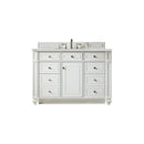 James Martin Bristol 48" Single Vanity Bright White with 3 cm Ethereal Noctis Quartz Top 157-V48-BW-3ENC