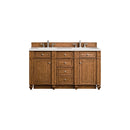 James Martin Bristol 60" Double Vanity Saddle Brown with 3 cm Classic White Quartz Top 157-V60D-SBR-3CLW