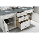 James Martin Savannah 72" Double Vanity Cabinet Bright White with 3 cm Cala Blue Quartz Top 238-104-V72-BW-3CBL