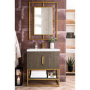 James Martin Columbia 31.5" Single Vanity Cabinet Ash Gray Radiant Gold with White Glossy Resin Countertop 388-V31.5-AGR-RGD-WG