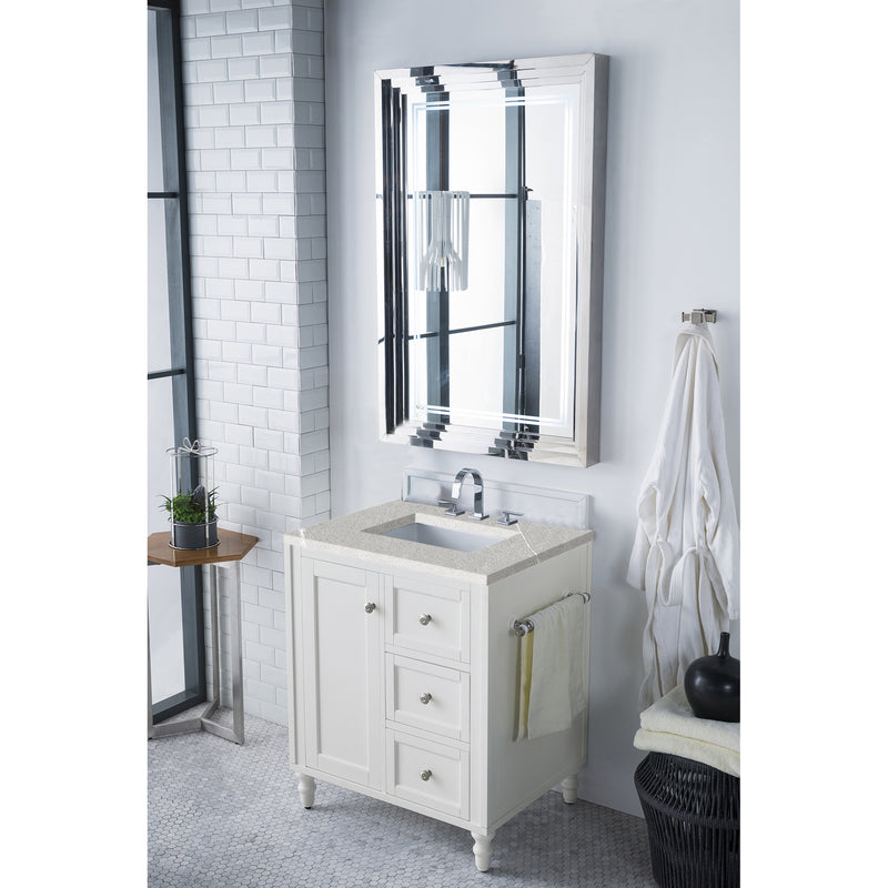 James Martin Copper Cove Encore 30" Single Vanity Bright White with 3 cm Eternal Serena Quartz Top 301-V30-BW-3ESR