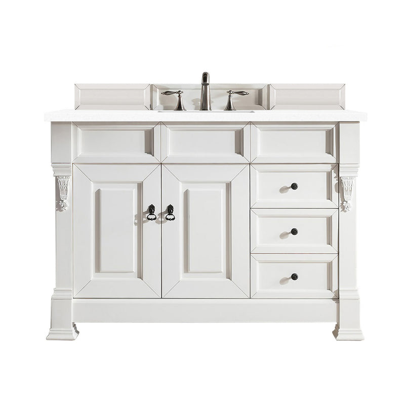 James Martin Brookfield 48" Bright White Single Vanity with 3 cm Classic White Quartz Top 147-V48-BW-3CLW