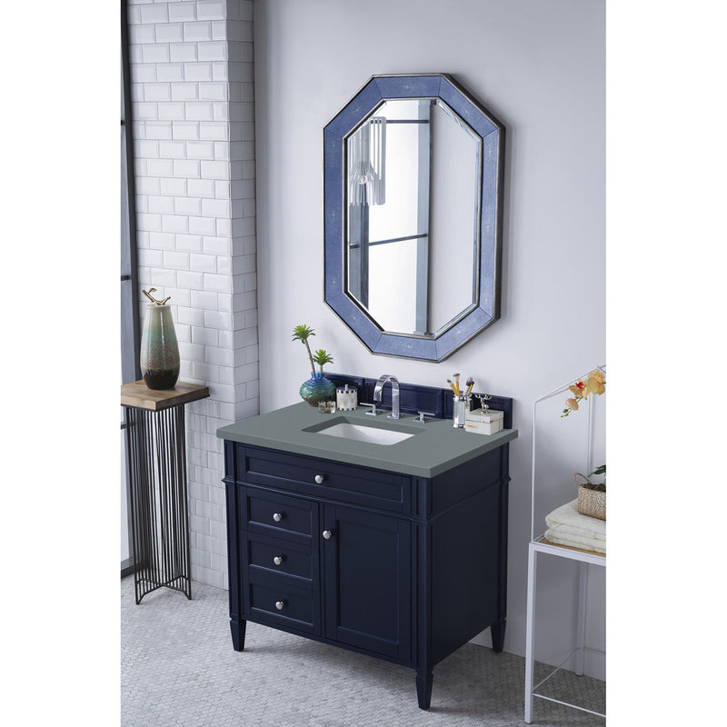 James Martin Brittany 36" Victory Blue Single Vanity with 3 cm Cala Blue Quartz Top 650-V36-VBL-3CBL