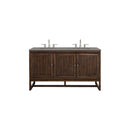 James Martin Athens 60" Double Vanity Cabinet Mid Century Acacia with 3 cm Grey Expo Quartz Top E645-V60D-MCA-3GEX